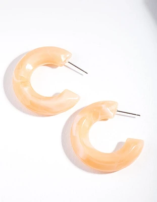 Orange Swirling Acrylic Hoop Earrings