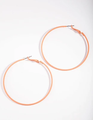 Orange Thin Hoop Earrings