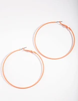 Orange Thin Hoop Earrings