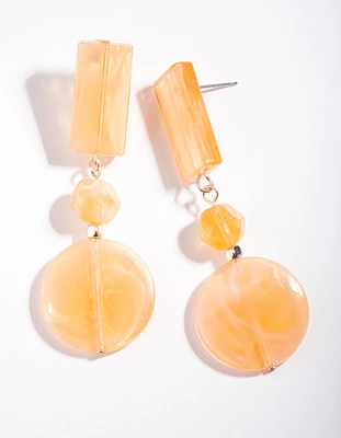 Orange Acrylic Bead Drop Earrings