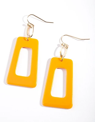 Gold Orange Acrylic Earrings