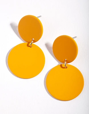 Orange Matte Double Disc Earrings