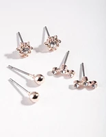 Rose Gold Cosmo Stud Earring Pack