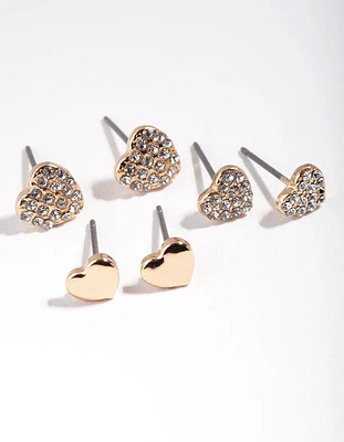 Gold Pave Heart Mix Pack Earring