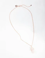 Rose Gold Curled Rose Quartz Stone Necklace