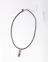 Rhodium Wire Wrap Amethyst Stone Necklace