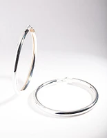 Silver Oversized Polished Hoop Earrings