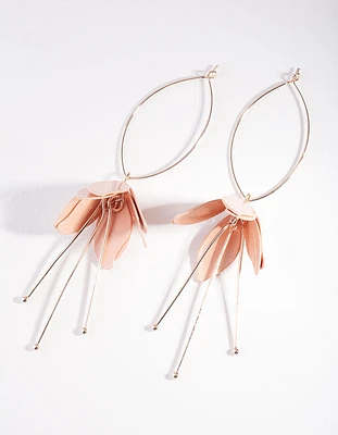 Rose Gold Pink Tulip Drop Earrings