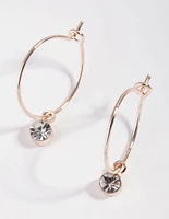 Rose Gold Mini Crystal Hoop Earrings