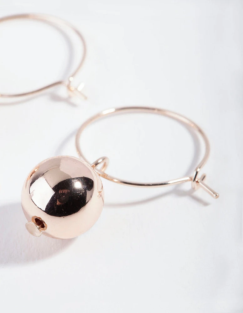 Rose Gold Solid Ball Hoop Earrings