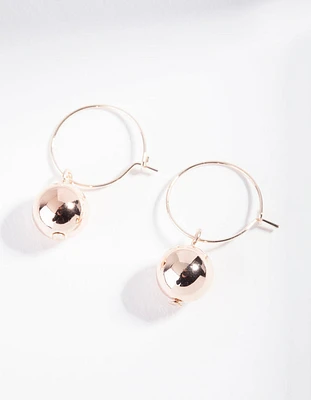 Rose Gold Solid Ball Hoop Earrings