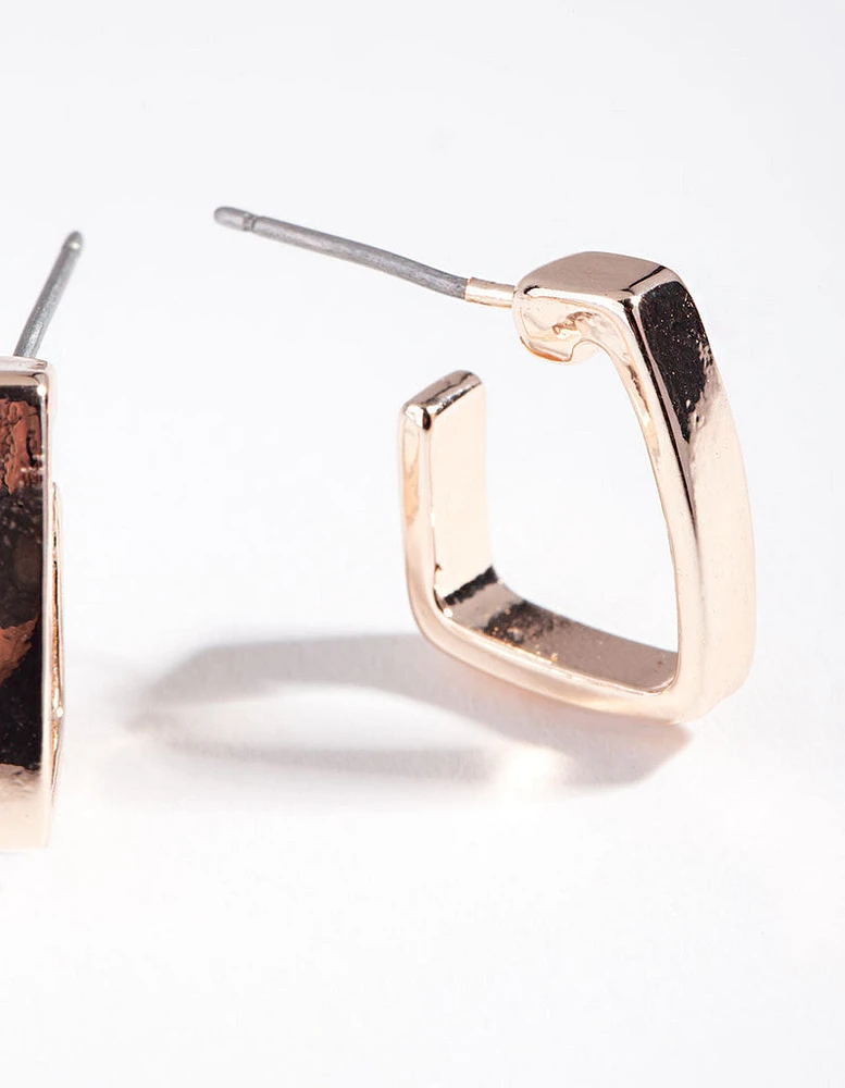 Rose Gold Thick Square Hoop Earrings