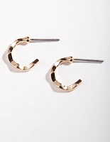 Gold Squiggle Hoop Earrings