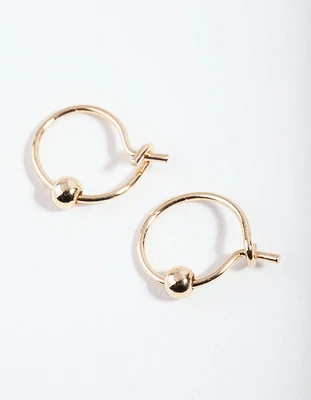 Gold Mini Ball Hoop Earrings
