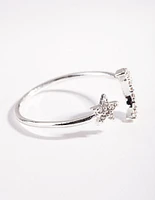 Silver Cubic Zirconia Moon & Star Ring