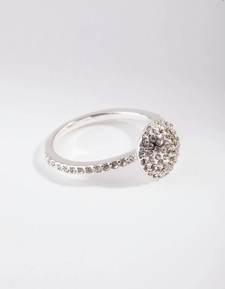 Silver Diamante Round Ring