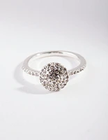 Silver Diamante Round Ring