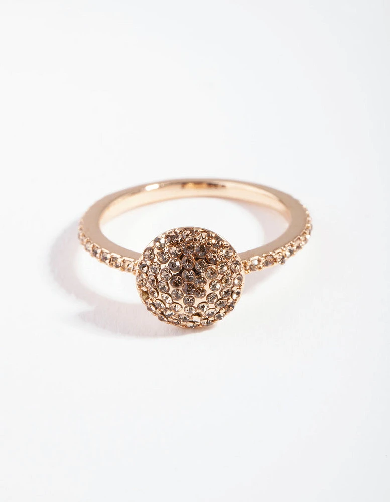 Gold Diamante Round Ring