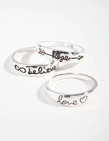 Silver Inspirational Word Ring Pack