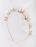 Gold Pearl Flower Headband