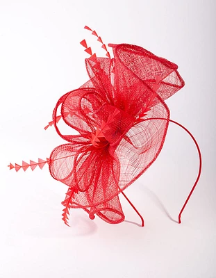 Red Triangle Feather Fascinator