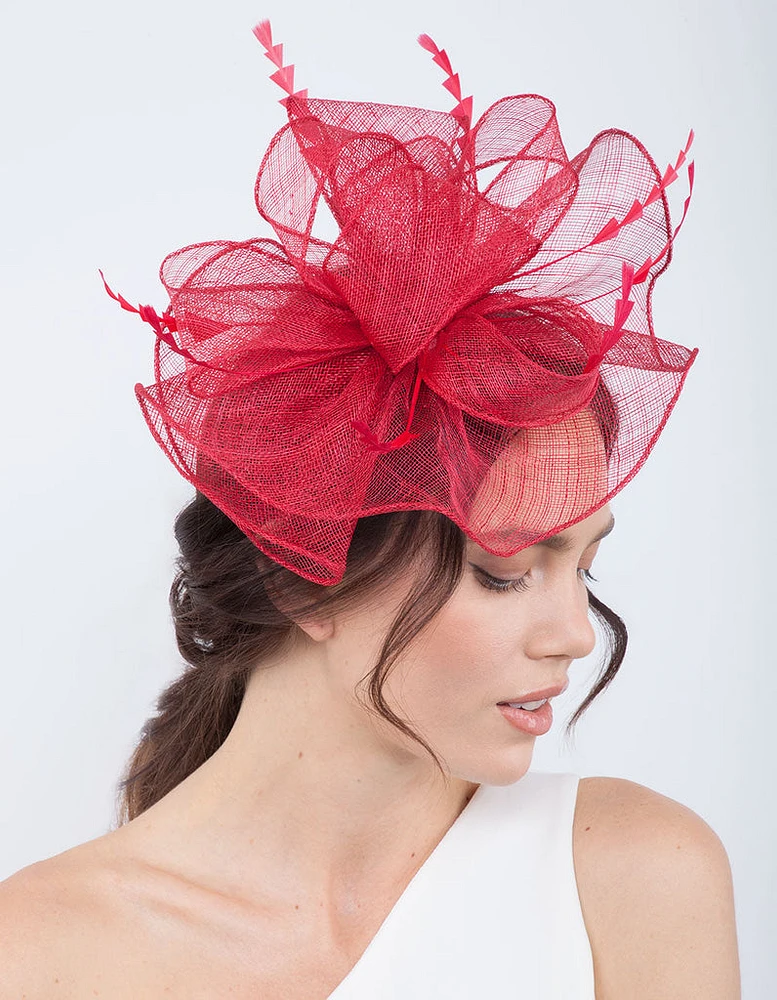 Red Triangle Feather Fascinator