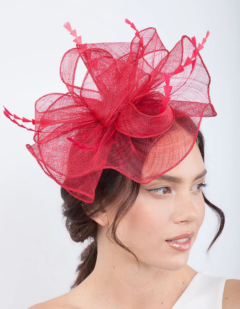 Red Triangle Feather Fascinator