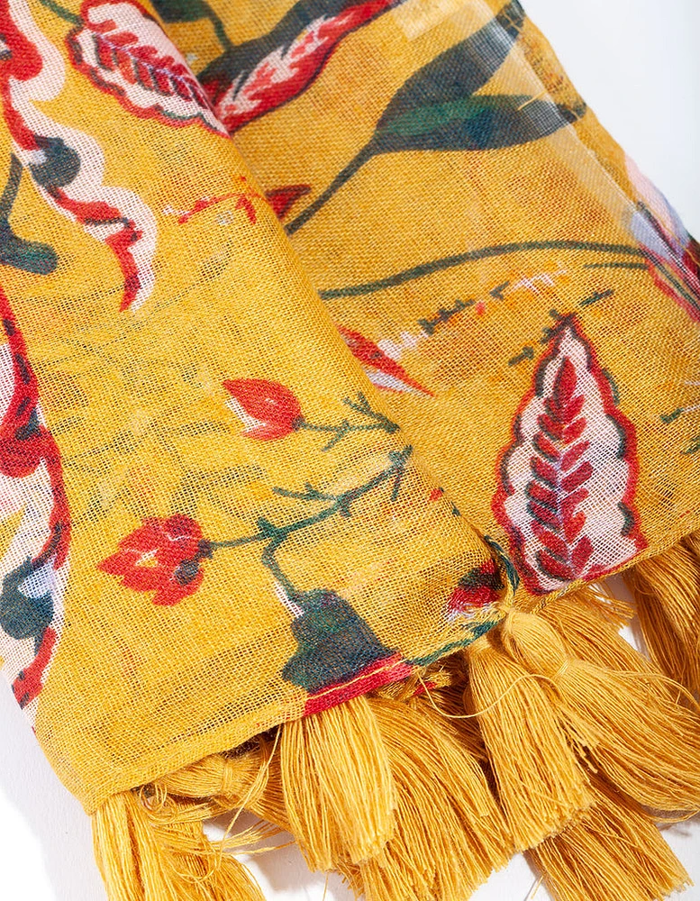 Mustard Floral Print Scarf