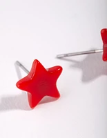 Red Festive Star Stud Earrings