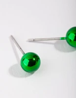 Green Festive Ball Stud Earrings