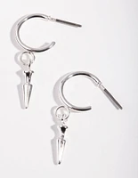 Silver Spike Huggie Earrings