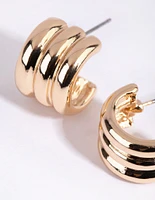 Gold Tube Huggie Earrings