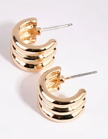 Gold Tube Huggie Earrings