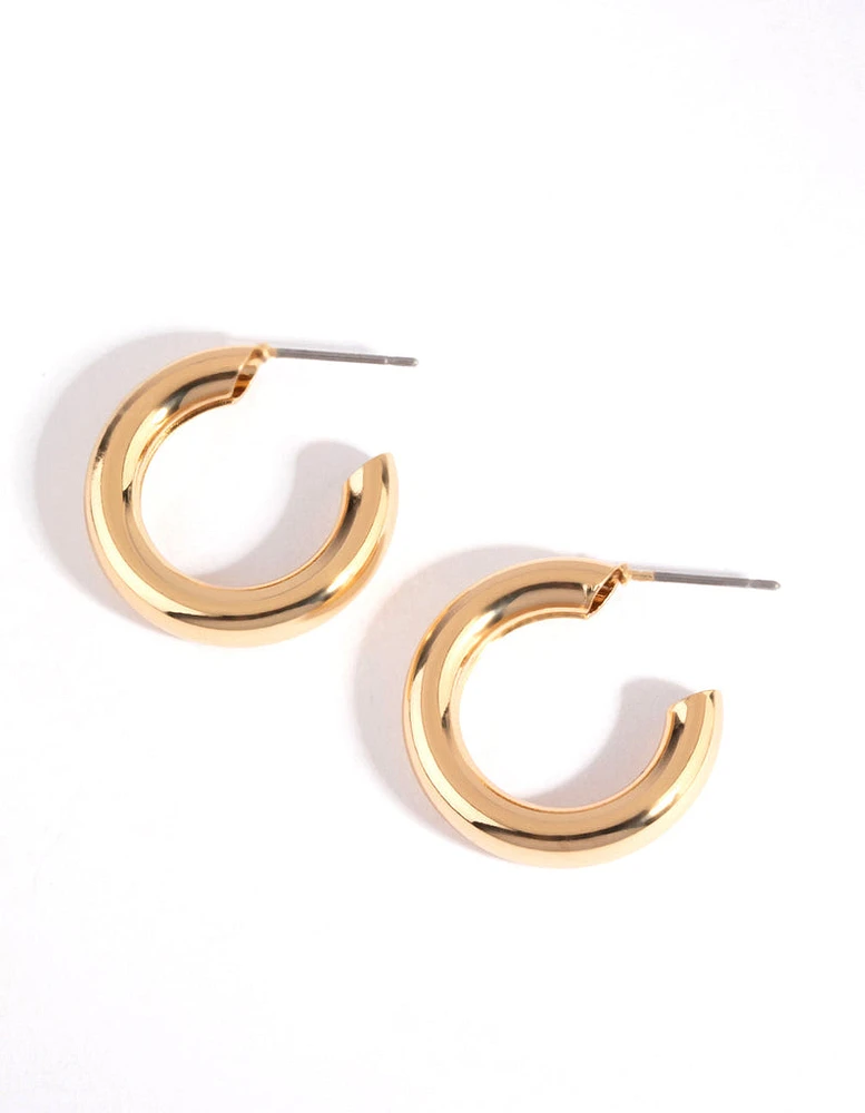 Gold Chubby Huggie Earrings