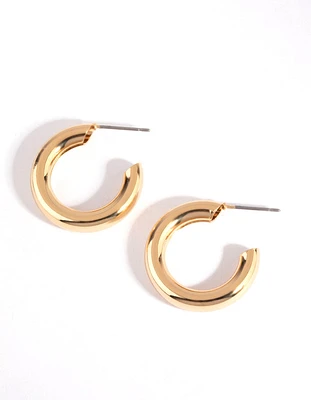 Gold Chubby Huggie Earrings