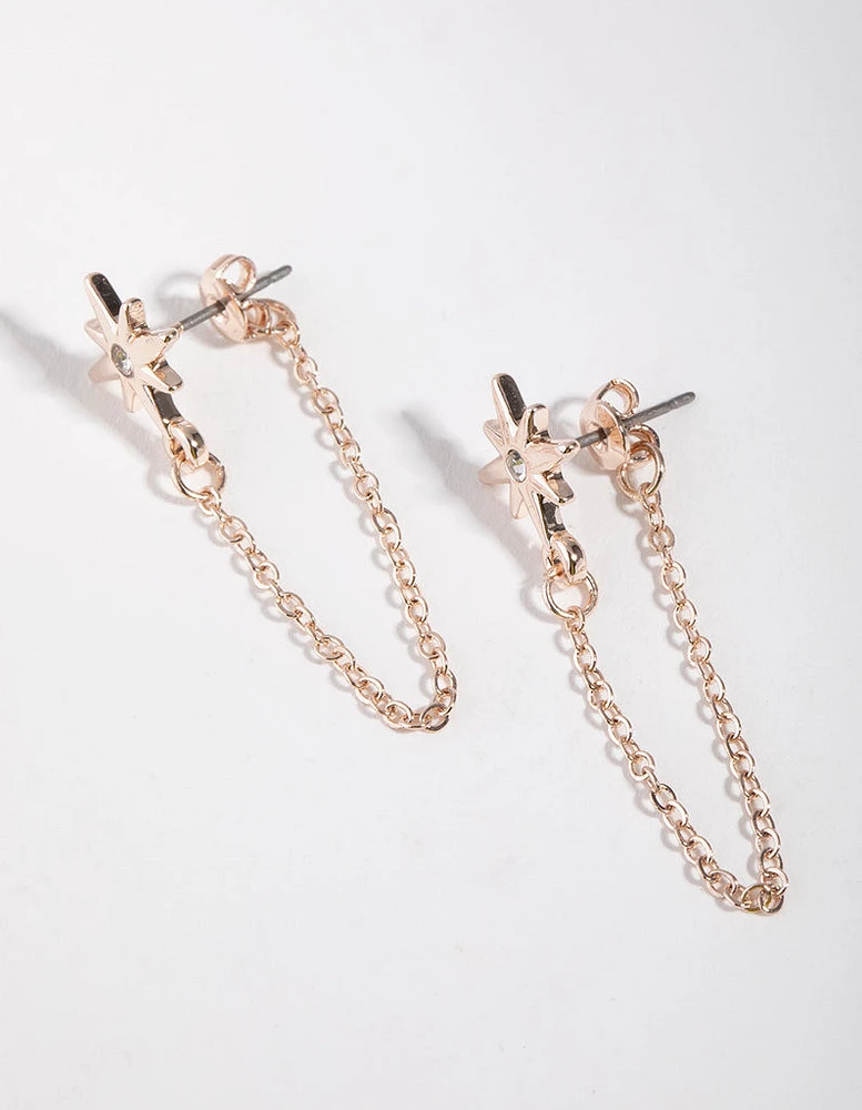 Rose Gold Front Back Celestial Earrings