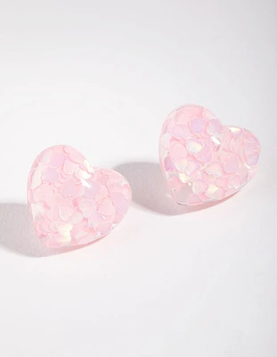 Acrylic Glitter Heart Stud Earrings