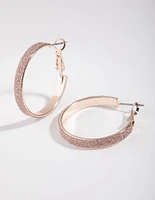 Rose Gold Glitter Hoop Earrings