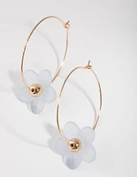 Gold Flower Through Hoop Earrings