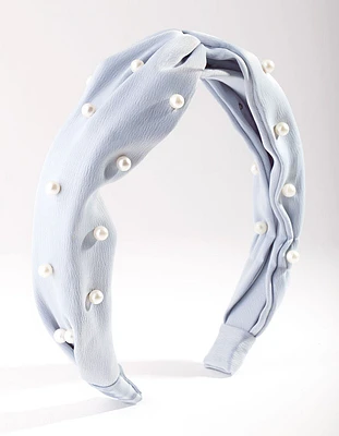 Blue Fabric Pearl Headband