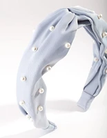 Blue Fabric Pearl Headband