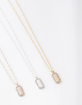 Mixed Metal Diamante Tag Necklace Pack