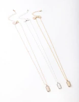 Mixed Metal Diamante Tag Necklace Pack