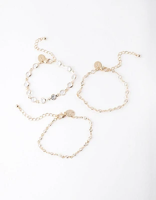 Gold Circle Diamante Bracelet Pack