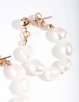 Gold Freshwater Pearl Loop Earring