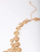 Gold Textured Cascading Disc Necklace