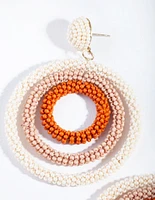 Neutral Beaded Triple Circle Drop Earrings