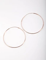 Rose Gold Plated Sterling Silver 50mm Plain Hoop Earrings