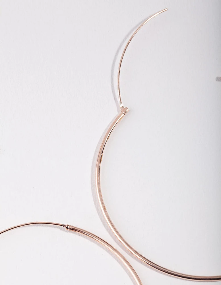 Rose Gold Plated Sterling Silver 50mm Plain Hoop Earrings