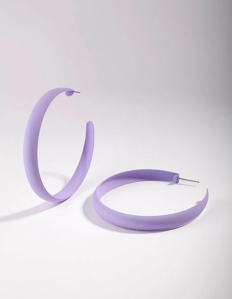 Lilac Matte 60mm Hoop Earrings